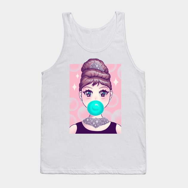 Kawaii Bubble Gum Tank Top by Vincent Trinidad Art